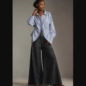 New 32 Pilcro x Anthropologie Dramazzo mid-rise ultra wide-leg jeans Rinse Wash